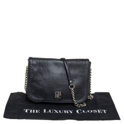 Pre Owned  Carolina Herrera Black Leather New Baltazar Flap Shoulder Bag 