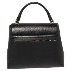 Pre Owned Carolina Herrera Black Monogram Leather Flap Top Handle Bag