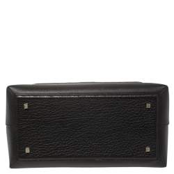 Pre Owned Carolina Herrera Black Monogram Leather Flap Top Handle Bag