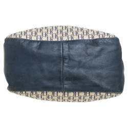 Carolina Herrera Blue/Off White Monogram Canvas and Leather Hobo