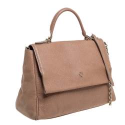 Pre Owned Carolina Herrera Beige Leather Minuetto Top Handle Bag