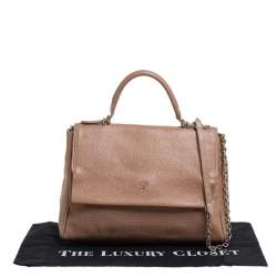 Pre Owned Carolina Herrera Beige Leather Minuetto Top Handle Bag