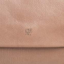 Pre Owned Carolina Herrera Beige Leather Minuetto Top Handle Bag