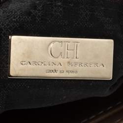 Pre Owned Carolina Herrera Metallic Beige Quilted Leather Flap Clutch