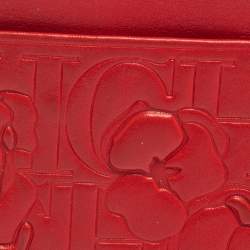 مملوكة مسبقًا Carolina Herrera Red Embossed Leather Card Holder