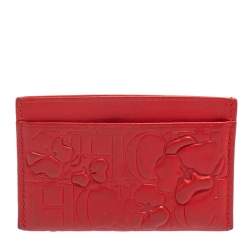 مملوكة مسبقًا Carolina Herrera Red Embossed Leather Card Holder