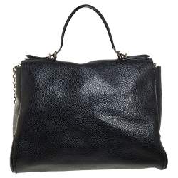 Pre Owned Carolina Herrera Black Monogram Embossed Leather Minuetto Top Handle Bag