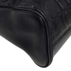 Pre Owned Carolina Herrera Black Monogram Embossed Leather Minuetto Top Handle Bag