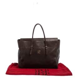 Pre Owned Carolina Herrera Brown Leather Tempo Collection Adagio Tote