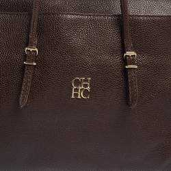 Carolina Herrera Brown Leather Tempo Collection Adagio Tote