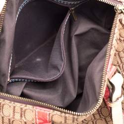 Pre Owned Carolina Herrera Multicolor Signature Canvas and Leather Andy Boston Bag