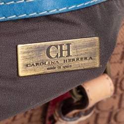 Pre Owned Carolina Herrera Multicolor Signature Canvas and Leather Andy Boston Bag