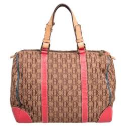 Pre Owned Carolina Herrera Multicolor Signature Canvas and Leather Andy Boston Bag
