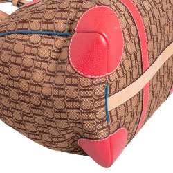 Pre Owned Carolina Herrera Multicolor Signature Canvas and Leather Andy Boston Bag