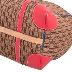 Pre Owned Carolina Herrera Multicolor Signature Canvas and Leather Andy Boston Bag