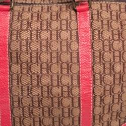 Pre Owned Carolina Herrera Multicolor Signature Canvas and Leather Andy Boston Bag