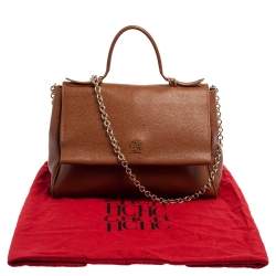 Pre Owned Carolina Herrera Brown Leather Minuetto Top Handle Bag