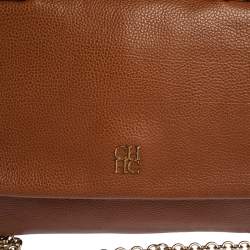 Pre Owned Carolina Herrera Brown Leather Minuetto Top Handle Bag