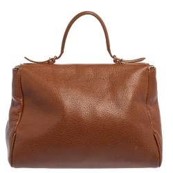 Pre Owned Carolina Herrera Brown Leather Minuetto Top Handle Bag