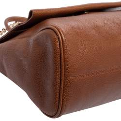 Pre Owned Carolina Herrera Brown Leather Minuetto Top Handle Bag