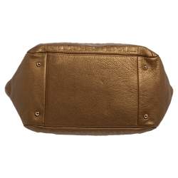 Pre Owned Carolina Herrera Metallic Gold Embossed Monogram Leather Audrey Tote 