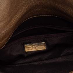 Pre Owned Carolina Herrera Gold Monogram Embossed Leather Bow Chain Clutch