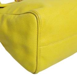 Pre Owned Carolina Herrera Neon Yellow Leather Tempo Collection Adagio Tote
