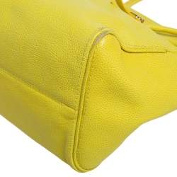 Pre Owned Carolina Herrera Neon Yellow Leather Tempo Collection Adagio Tote