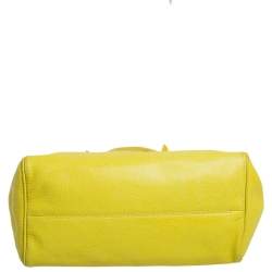 Pre Owned Carolina Herrera Neon Yellow Leather Tempo Collection Adagio Tote