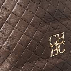 Carolina Herrera Brown Quilted Leather Tote