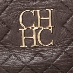 Carolina Herrera Brown Quilted Leather Tote