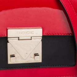 Pre Owned Carolina Herrera Red/Black Patent and Leather Crossbody Bag