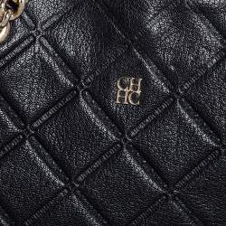 Pre Owned Carolina Herrera Black Quilted Leather Chain Tote