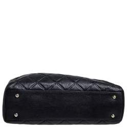 Pre Owned Carolina Herrera Black Quilted Leather Chain Tote