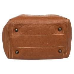 Pre Owned Carolina Herrera Brown Monogram Leather Medium Andy Boston Bag