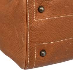 Pre Owned Carolina Herrera Brown Monogram Leather Medium Andy Boston Bag