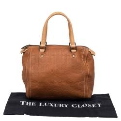 Pre Owned Carolina Herrera Brown Monogram Leather Medium Andy Boston Bag