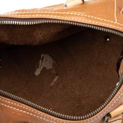 Pre Owned Carolina Herrera Brown Monogram Leather Medium Andy Boston Bag