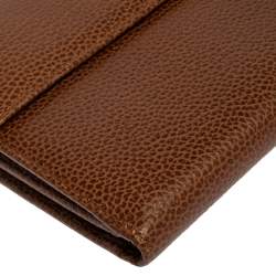 Pre Owned Carolina Herrera Brown Leather Flap Wallet Oragnizer