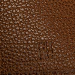 Pre Owned Carolina Herrera Brown Leather Flap Wallet Oragnizer