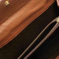 Pre Owned Carolina Herrera Brown Leather Flap Wallet Oragnizer