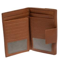 Pre Owned Carolina Herrera Brown Leather Flap Wallet Oragnizer