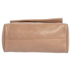 Pre Owned Carolina Herrera Beige Leather Minuetto Flap Top Handle Bag