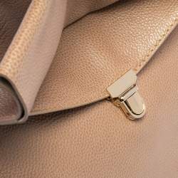 Pre Owned Carolina Herrera Beige Leather Minuetto Flap Top Handle Bag