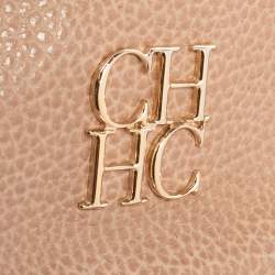 Pre Owned Carolina Herrera Beige Leather Minuetto Flap Top Handle Bag