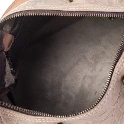 Pre Owned Carolina Herrera Beige Monogram Embossed Leather Andy Boston Bag