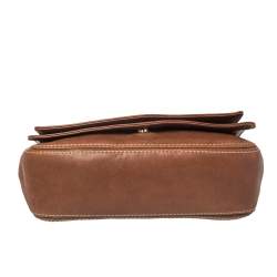 Pre Owned Carolina Herrera Brown Leather Flap Chain Shoulder Bag