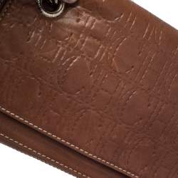 Pre Owned Carolina Herrera Brown Leather Flap Chain Shoulder Bag