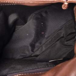 Pre Owned Carolina Herrera Brown Leather Flap Chain Shoulder Bag