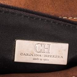Pre Owned Carolina Herrera Brown Leather Flap Chain Shoulder Bag